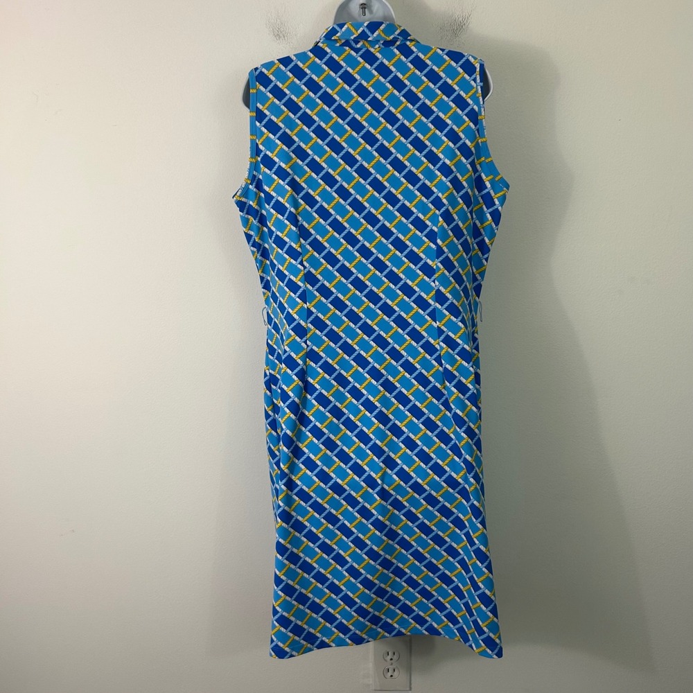 J.McLaughlin Womens XL Dress Sleeveless Blue Yellow Geometric Rope Print  NWOT‎ - Picture 2 of 8